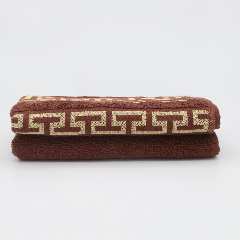 Face Towel Greek Border 50x100 - Dark Brown, Home & Lifestyle, Face Towels, Chase Value, Chase Value