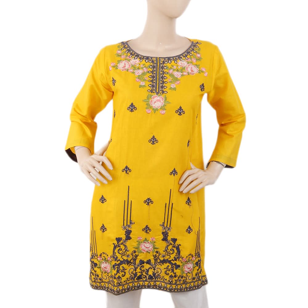 Women's Embroidered Kurti - Yellow, Women, Ready Kurtis, Chase Value, Chase Value