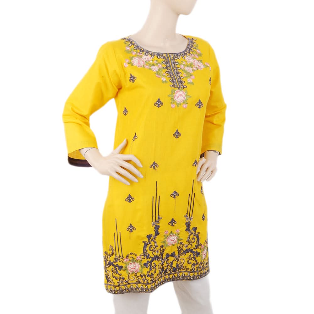 Women's Embroidered Kurti - Yellow, Women, Ready Kurtis, Chase Value, Chase Value