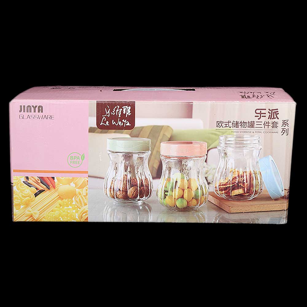 Glass Jar 3 Pcs Set - Multi, Home & Lifestyle, Glassware & Drinkware, Chase Value, Chase Value