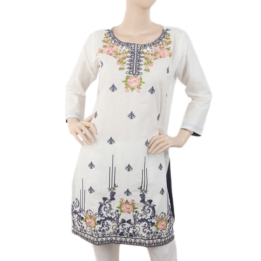 Women's Embroidered Kurti - White, Women, Ready Kurtis, Chase Value, Chase Value