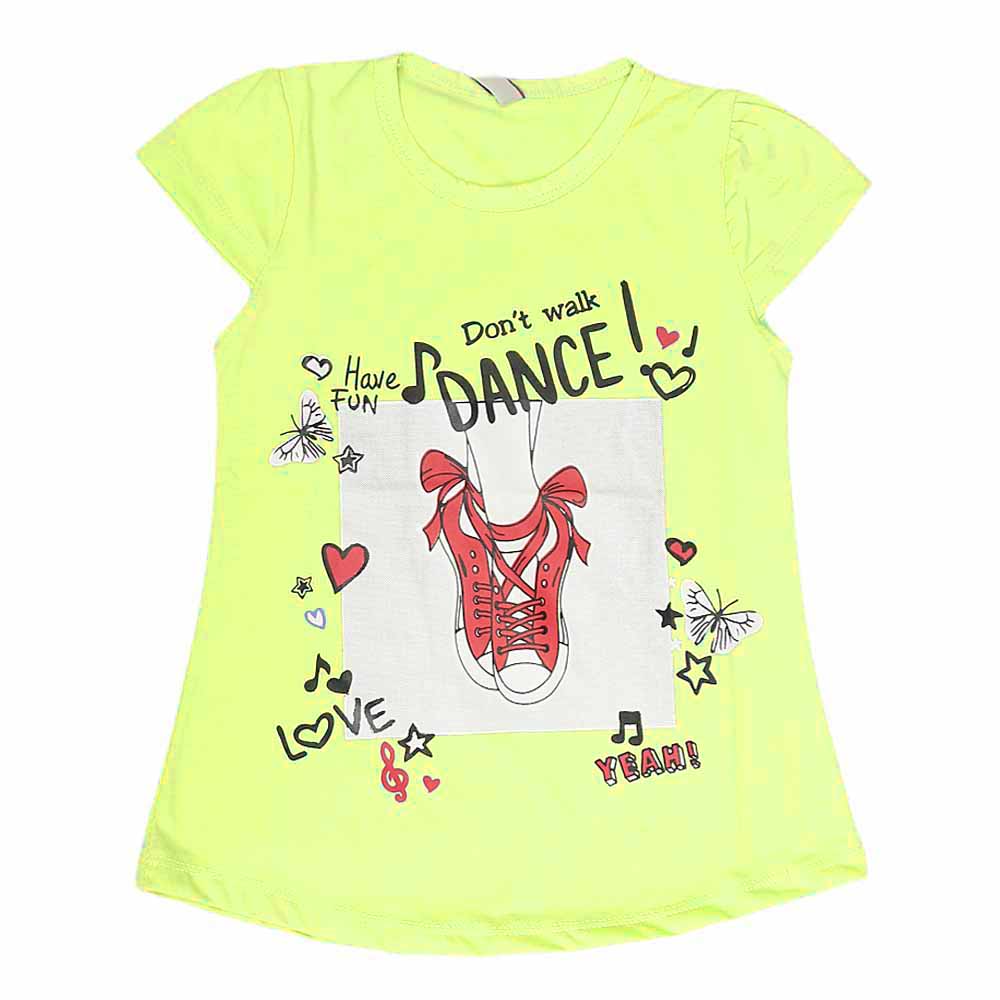 Girls Half Sleeves T-Shirt 8496 - Yellow, Kids, Girls T-Shirts, Chase Value, Chase Value