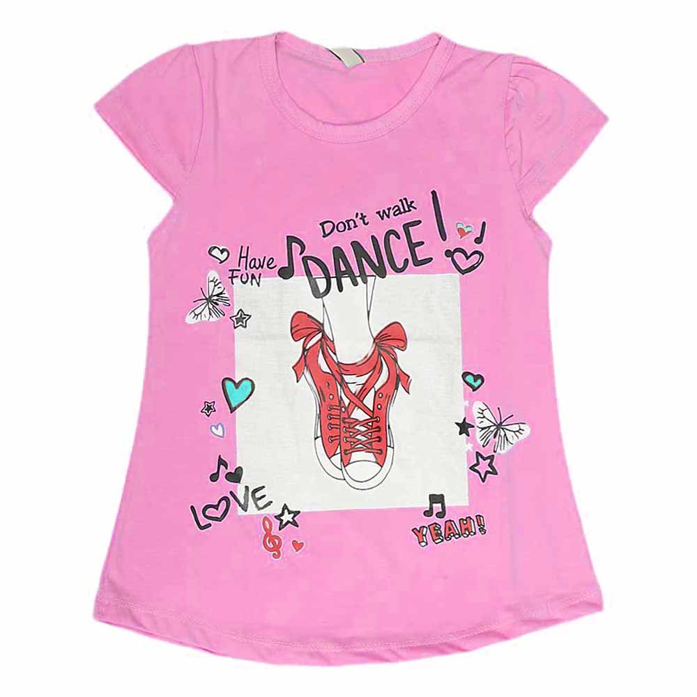 Girls Half Sleeves T-Shirt 8496 - Pink, Kids, Girls T-Shirts, Chase Value, Chase Value