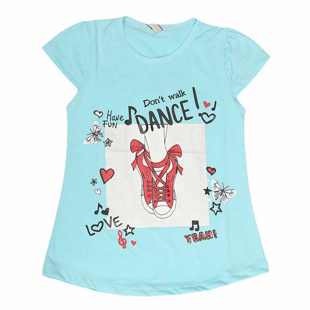 Girls Half Sleeves T-Shirt 8496 - Blue, Kids, Girls T-Shirts, Chase Value, Chase Value