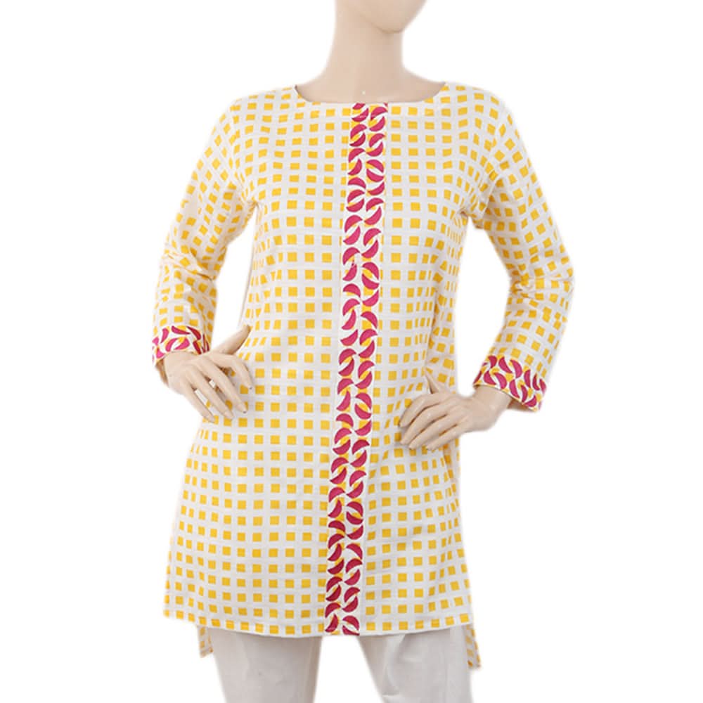 Women's Embroidered Kurti - Yellow, Women, Ready Kurtis, Chase Value, Chase Value