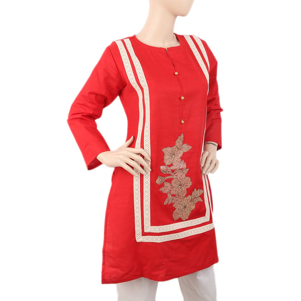 Women's Embroidered Bunch Kurti - Red, Women, Ready Kurtis, Chase Value, Chase Value
