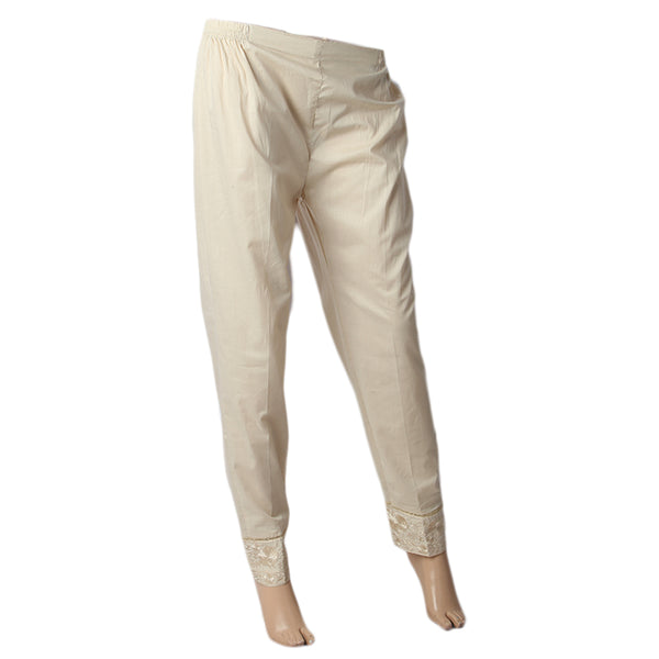Women's Embroidered Woven Trouser - Skin, Women Pants & Tights, Chase Value, Chase Value