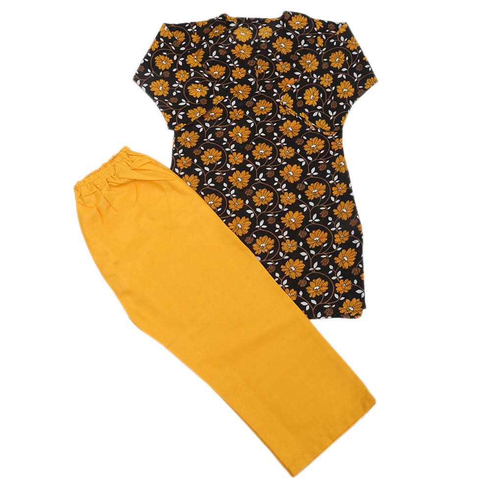 Girls Printed Shalwar Suit - Yellow, Kids, Girls Sets And Suits, Chase Value, Chase Value
