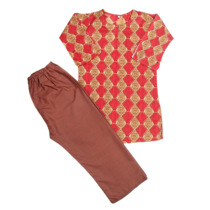 Girls Printed Shalwar Suit - Red, Kids, Girls Sets And Suits, Chase Value, Chase Value