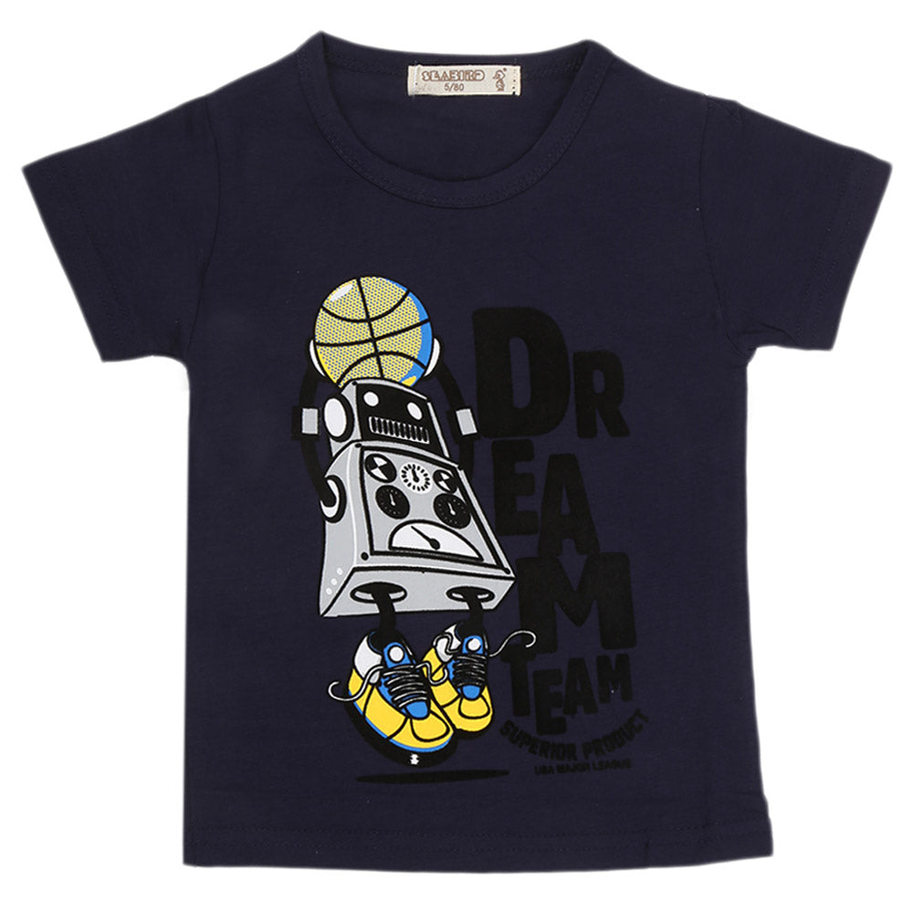 Boys Half Sleeves T-Shirt - Navy Blue, Kids, Boys T-Shirts, Chase Value, Chase Value