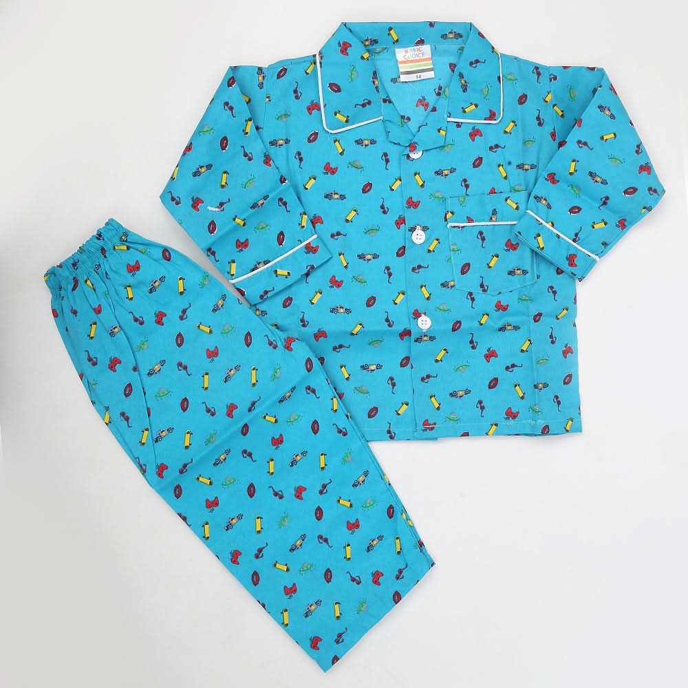 Boys Full Sleeves Night Suit - Sea Green, Kids, Boys Sets And Suits, Chase Value, Chase Value