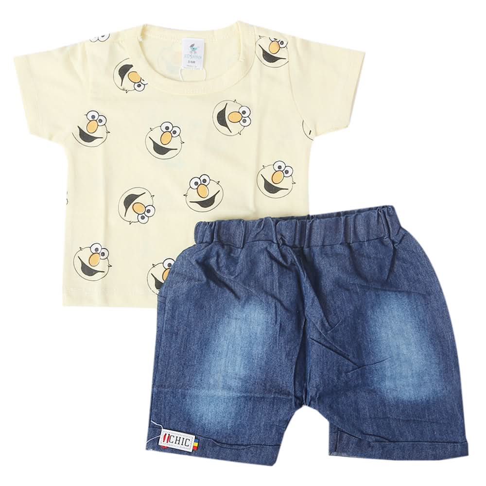 Newborn Boys Half Sleeves Suit - Cream, Kids, Newborn Boys Sets And Suits, Chase Value, Chase Value