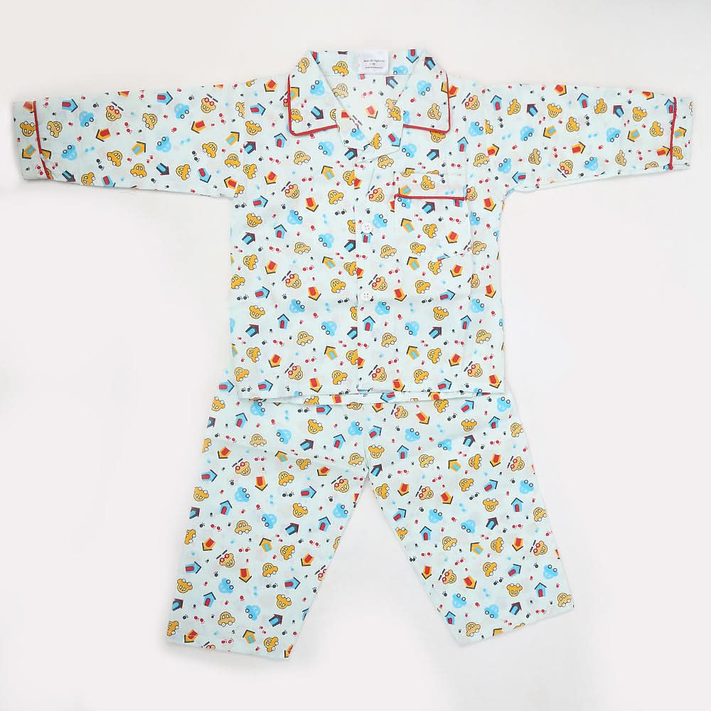 Boys Full Sleeves Night Suit - Cyan, Kids, Boys Sets And Suits, Chase Value, Chase Value