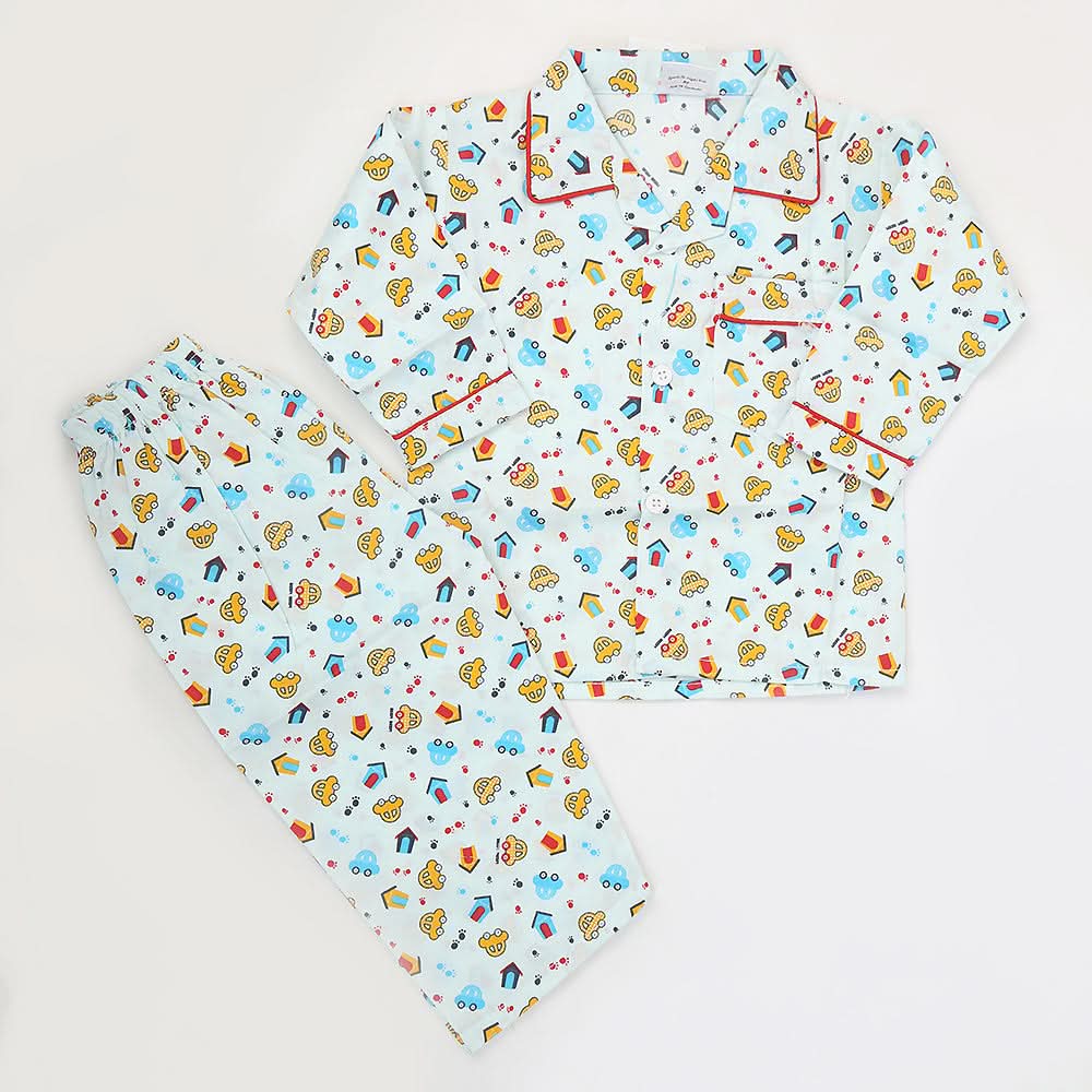 Boys Full Sleeves Night Suit - Cyan, Kids, Boys Sets And Suits, Chase Value, Chase Value