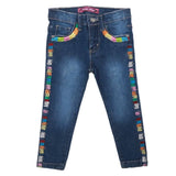 Girls Strip Denim Pant - Dark Blue, Kids, Pants And Capri, Chase Value, Chase Value