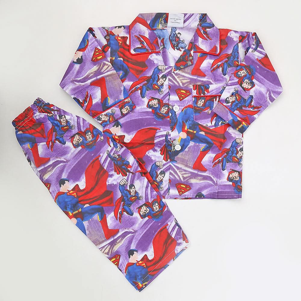 Boys Full Sleeves Night Suit - Purple, Kids, Boys Sets And Suits, Chase Value, Chase Value