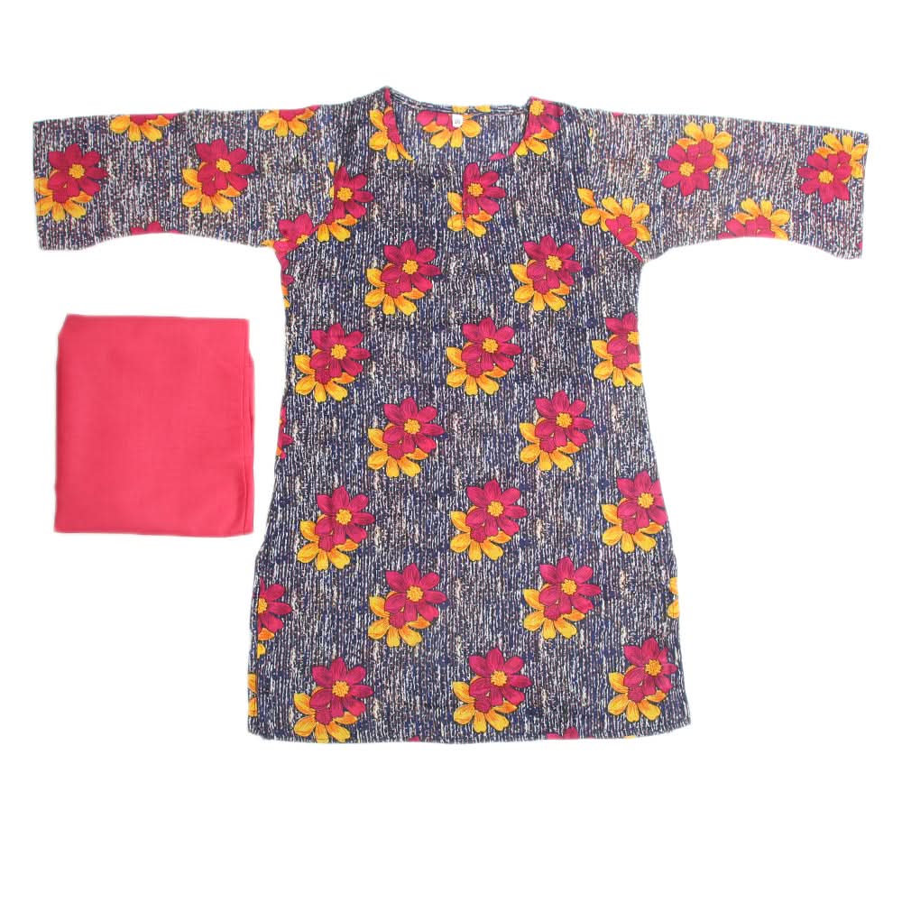 Girls Printed Shalwar Suit - Dark Pink, Kids, Girls Sets And Suits, Chase Value, Chase Value