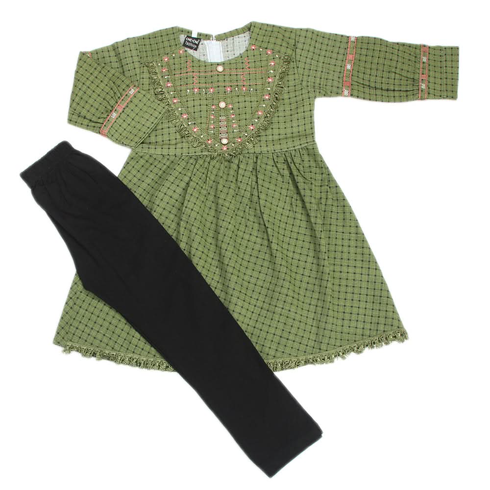 Girls Full Sleeves Suit - Green, Girls Suits, Chase Value, Chase Value