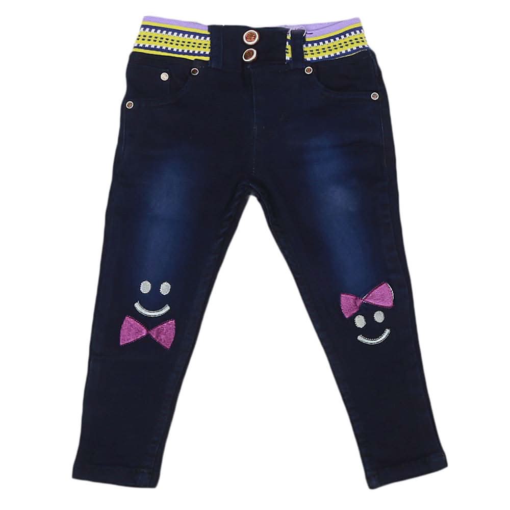 Girls Stretchable Denim Pant - Dark Blue, Kids, Pants And Capri, Chase Value, Chase Value