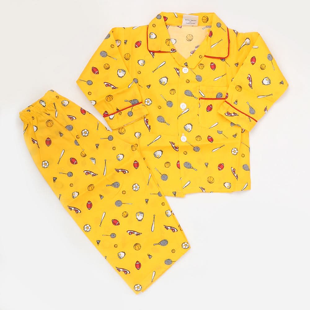Boys Full Sleeves Night Suit - Yellow, Kids, Boys Sets And Suits, Chase Value, Chase Value