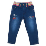 Girls Denim Embroidered Pant - Dark Blue, Kids, Pants And Capri, Chase Value, Chase Value