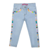 Girls Strip Denim Pant - Light Blue, Kids, Pants And Capri, Chase Value, Chase Value