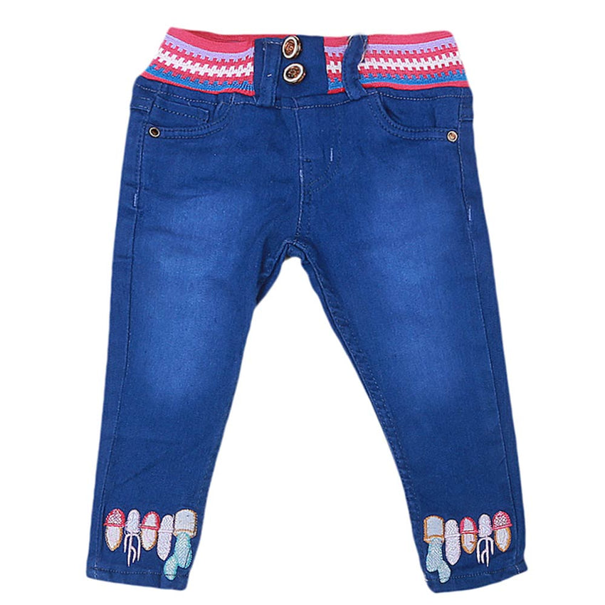 Girls Stretchable Denim Pant - Blue, Kids, Pants And Capri, Chase Value, Chase Value