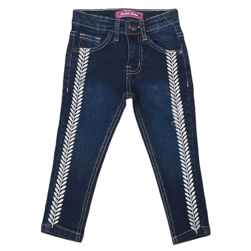 Girls Strip Denim Pant - Blue, Kids, Pants And Capri, Chase Value, Chase Value
