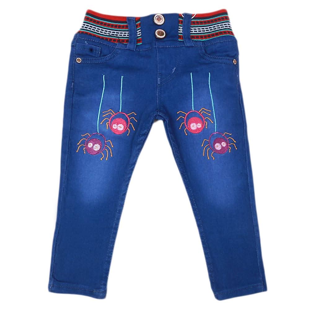 Girls Stretchable Denim Pant - Blue, Kids, Pants And Capri, Chase Value, Chase Value