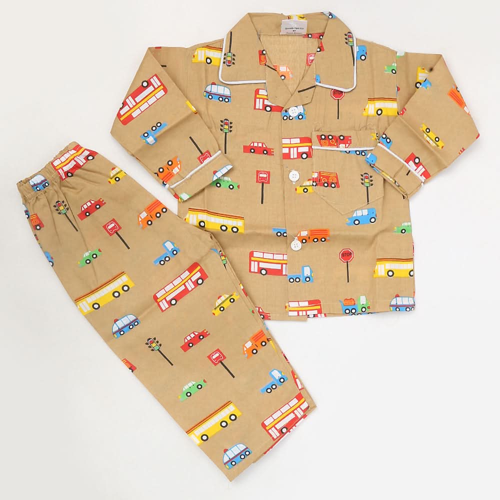 Boys Full Sleeves Night Suit - Brown, Kids, Boys Sets And Suits, Chase Value, Chase Value