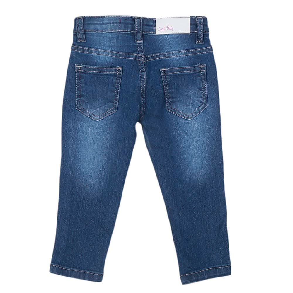 Girls Embroidered Denim Pant - Blue, Kids, Pants And Capri, Chase Value, Chase Value