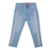 Girls Strip Denim Pant - Light Blue, Kids, Pants And Capri, Chase Value, Chase Value
