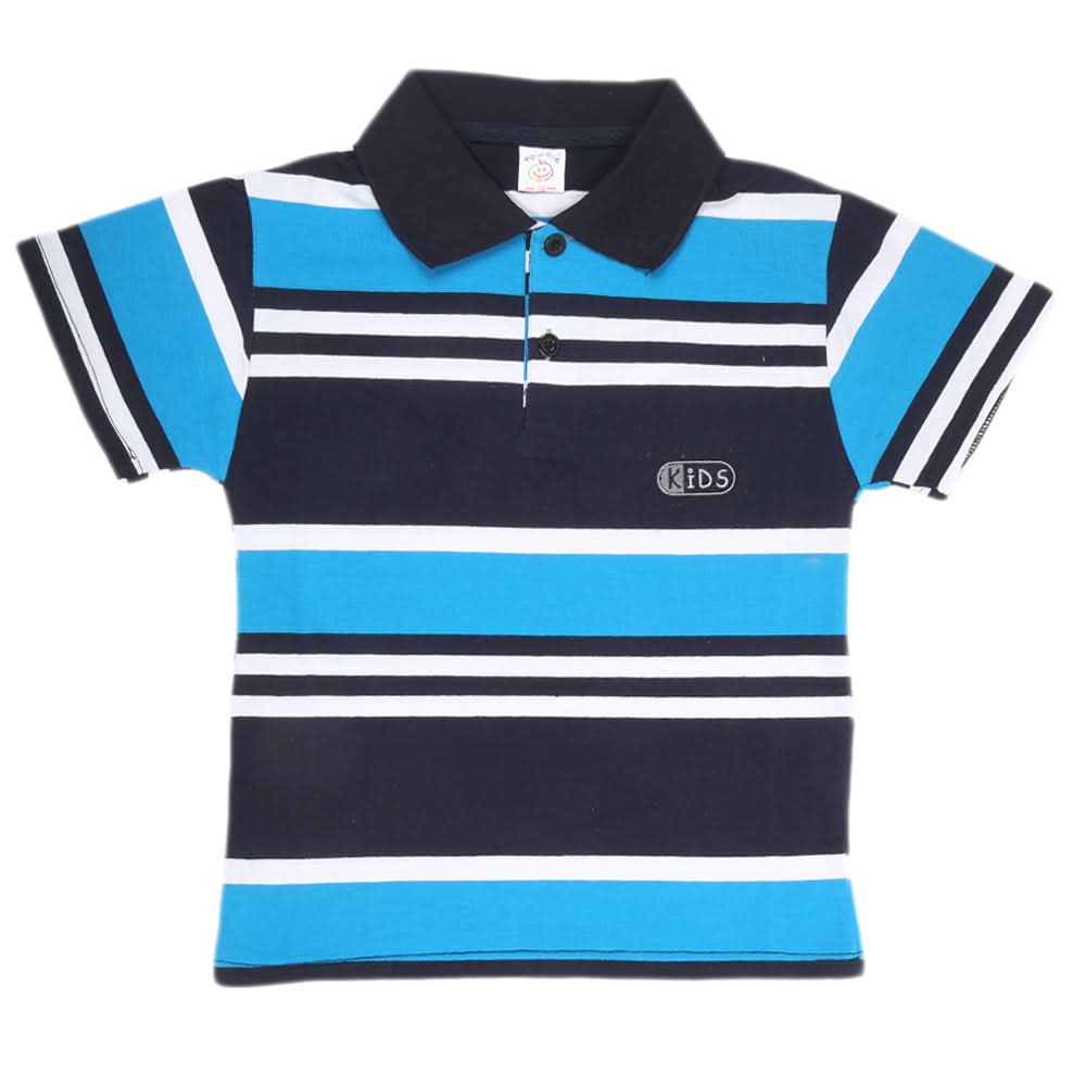 Boys Yarn Dyed T-Shirt - Blue, Kids, Boys T-Shirts, Chase Value, Chase Value