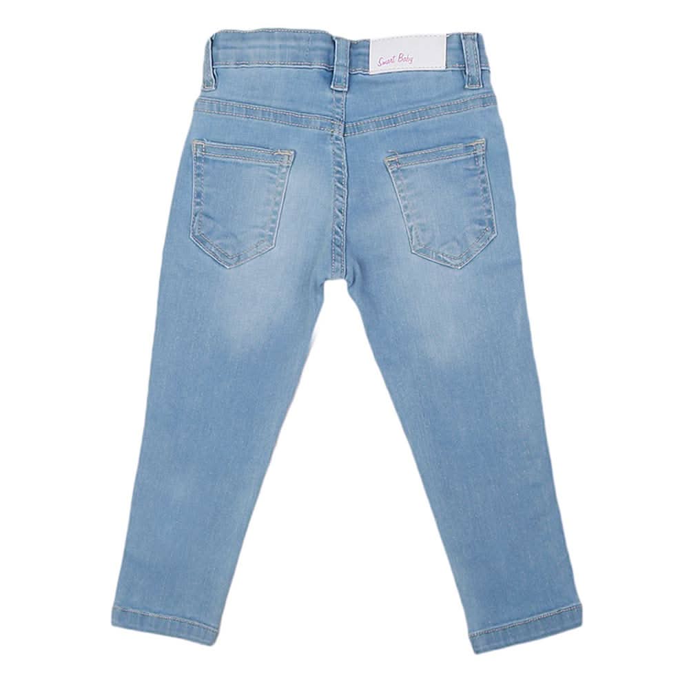 Girls Strip Denim Pant - Light Blue, Kids, Pants And Capri, Chase Value, Chase Value