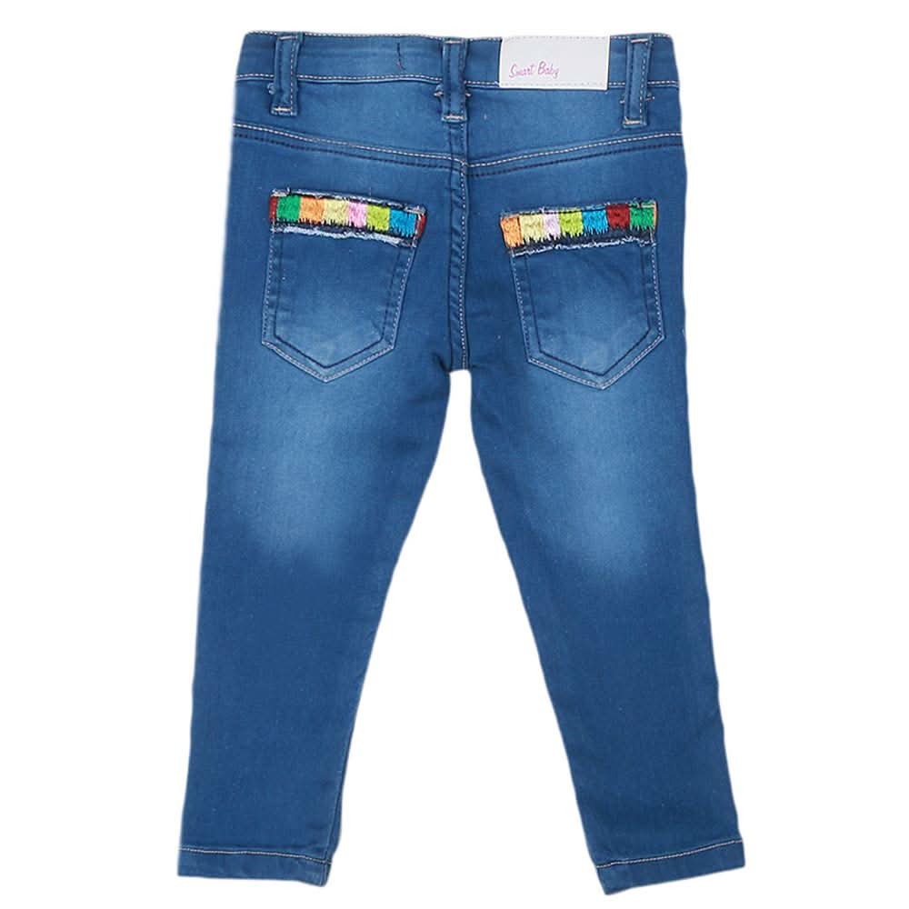 Girls Strip Denim Pant - Blue, Kids, Pants And Capri, Chase Value, Chase Value