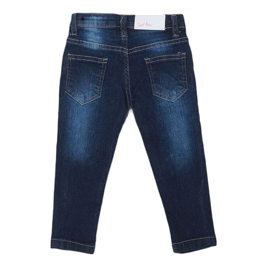 Girls Embroidered Denim Pant - Dark Blue, Kids, Pants And Capri, Chase Value, Chase Value