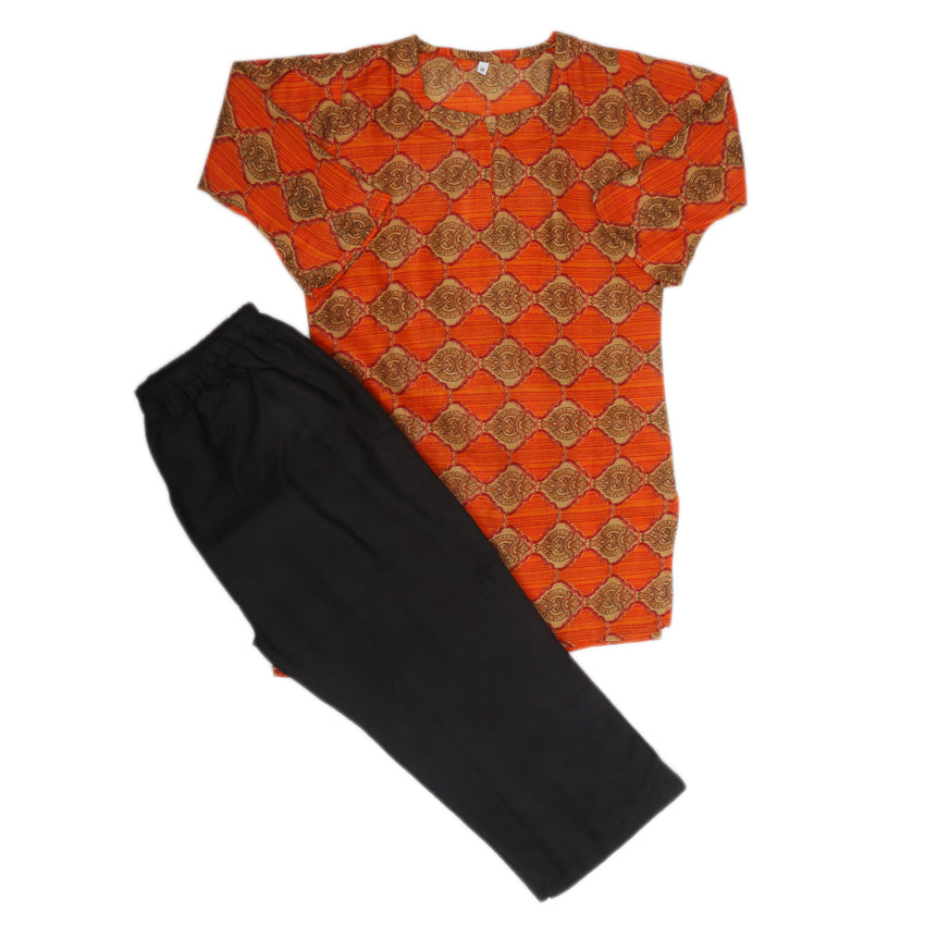 Girls Printed Shalwar Suit - Orange, Kids, Girls Sets And Suits, Chase Value, Chase Value
