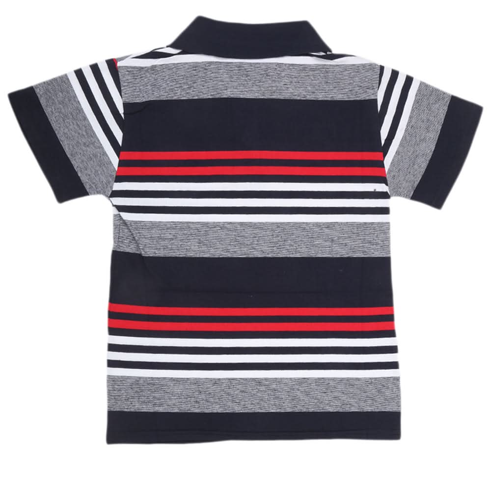 Boys Yarn Dyed T-Shirt - Navy Blue, Kids, Boys T-Shirts, Chase Value, Chase Value