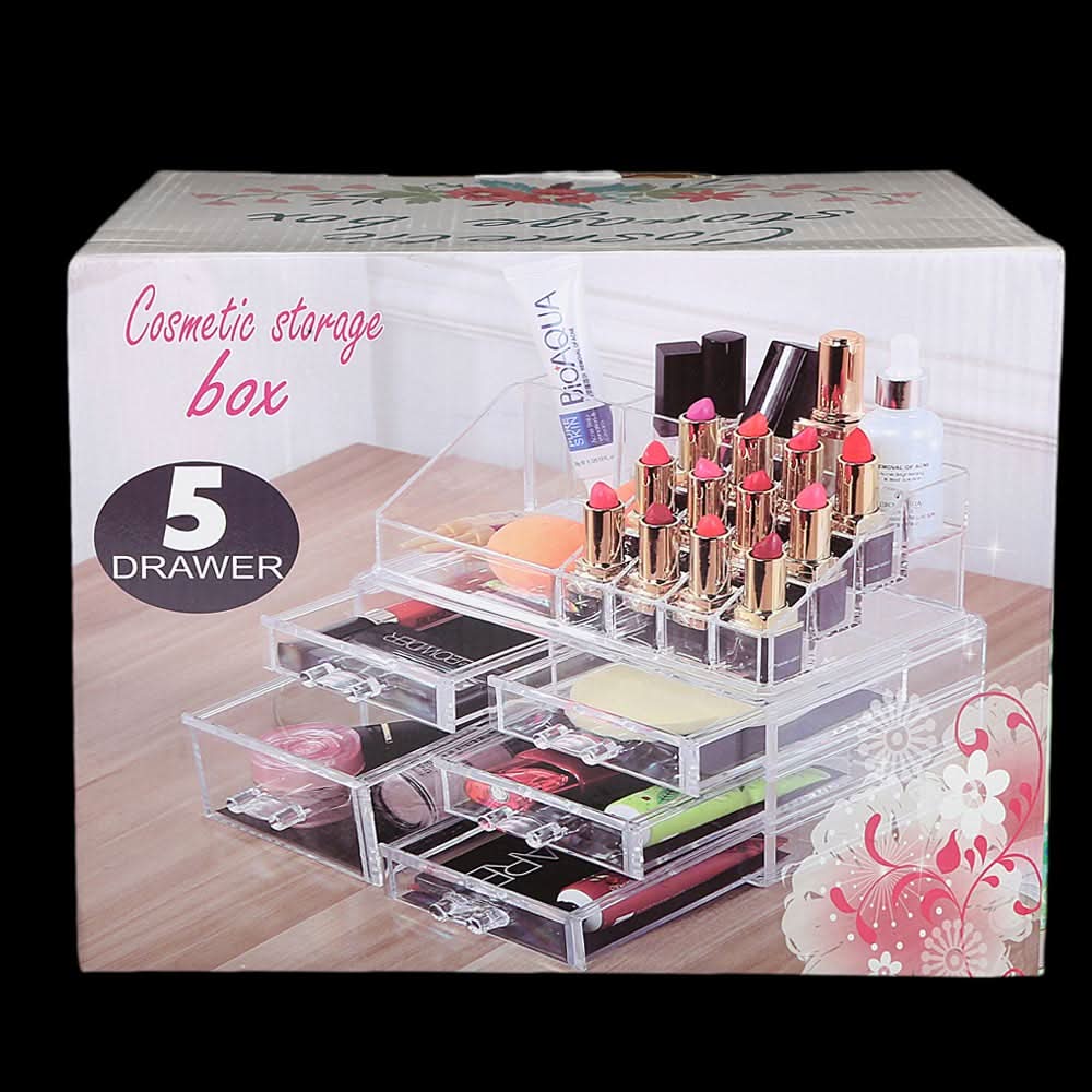 Acrylic Cosmetic Makeup Organizer Storage Box - White, Home & Lifestyle, Storage Boxes, Chase Value, Chase Value