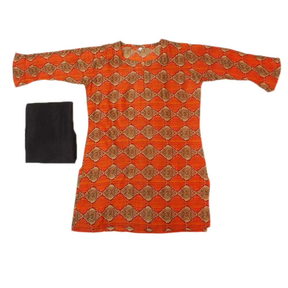 Girls Printed Shalwar Suit - Orange, Kids, Girls Sets And Suits, Chase Value, Chase Value