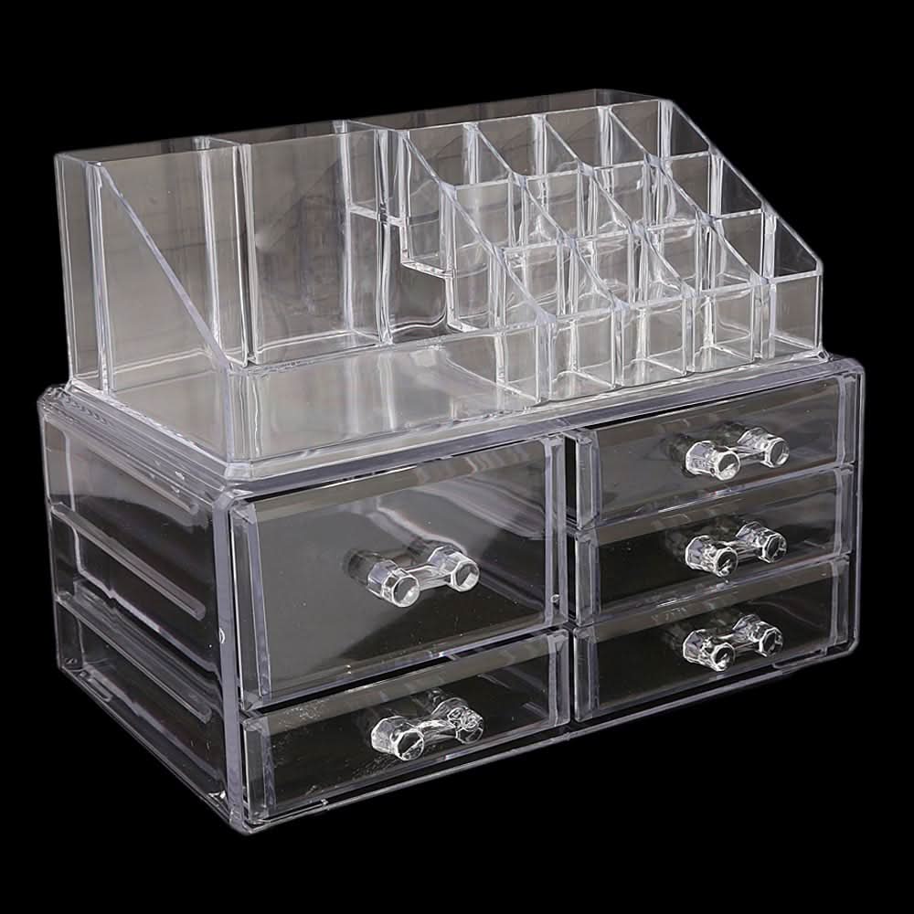 Acrylic Cosmetic Makeup Organizer Storage Box - White, Home & Lifestyle, Storage Boxes, Chase Value, Chase Value