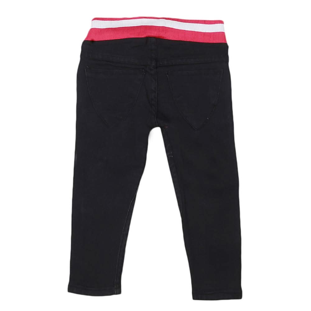 Girls Denim Embroidered Pant - Black, Kids, Pants And Capri, Chase Value, Chase Value