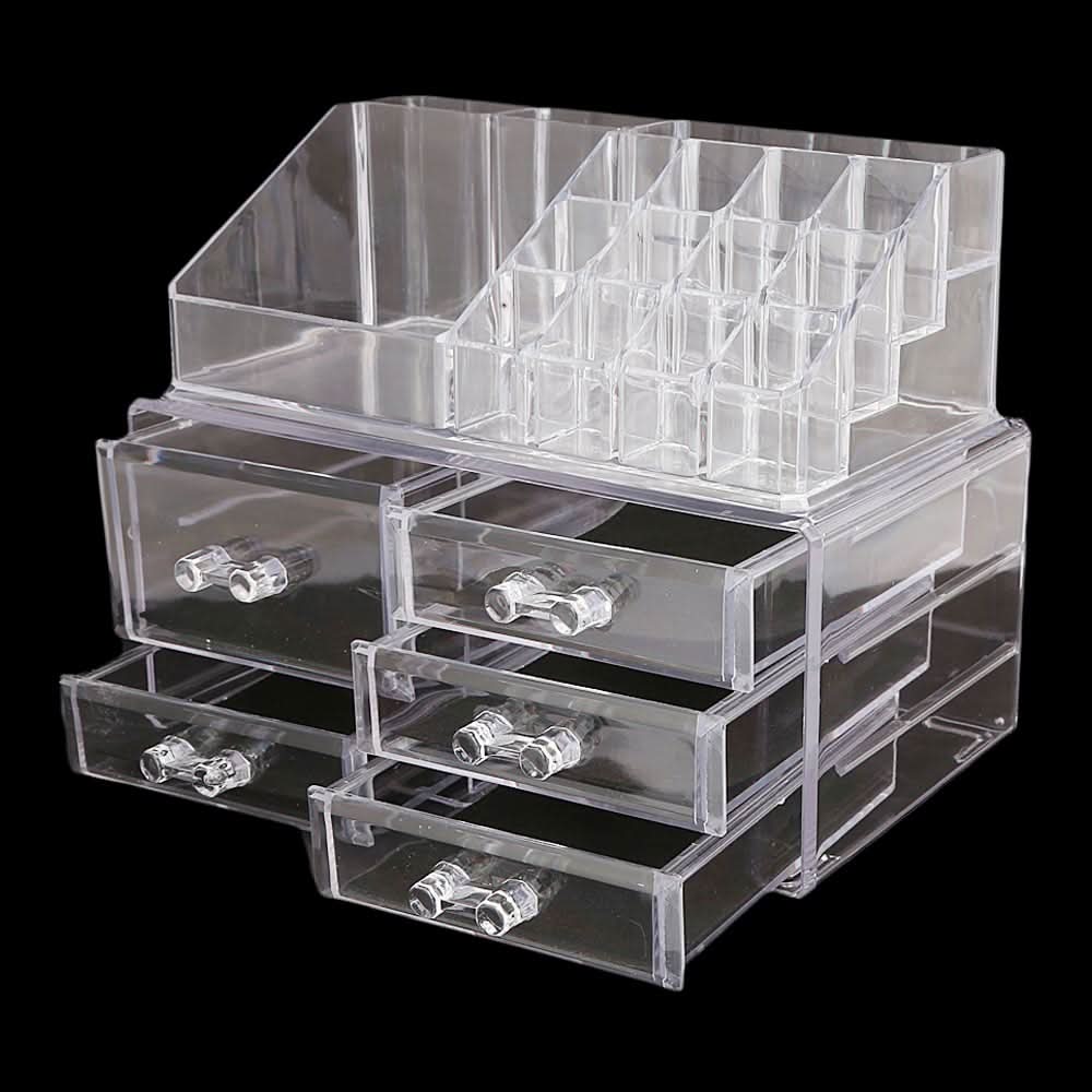 Acrylic Cosmetic Makeup Organizer Storage Box - White, Home & Lifestyle, Storage Boxes, Chase Value, Chase Value