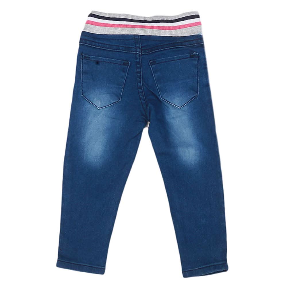 Girls Denim Embroidered Pant - Blue, Kids, Pants And Capri, Chase Value, Chase Value