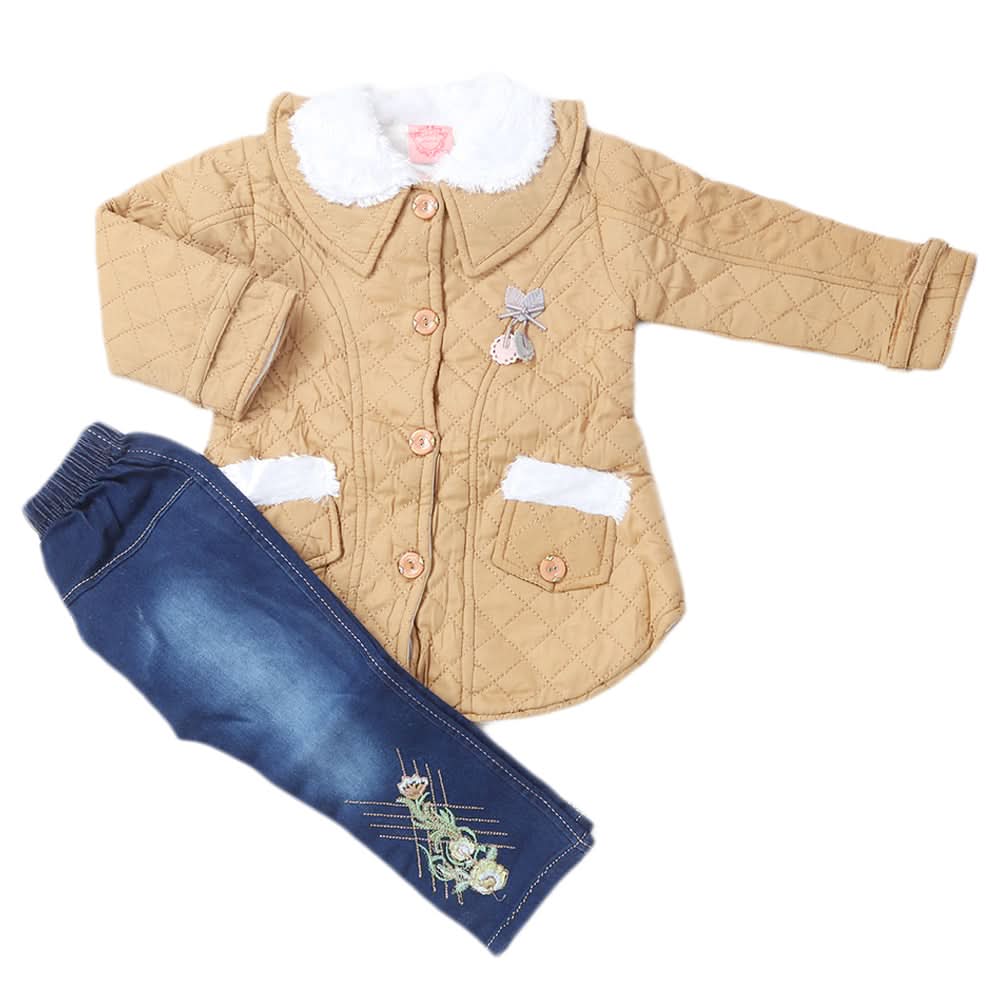 Girls Full  Sleeves Tights Suits - Camel, Kids, Girls Sets And Suits, Chase Value, Chase Value