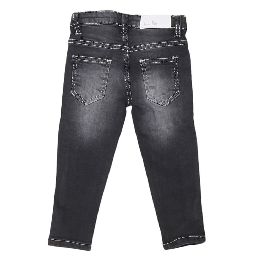 Girls Strip Denim Pant - Black, Kids, Pants And Capri, Chase Value, Chase Value