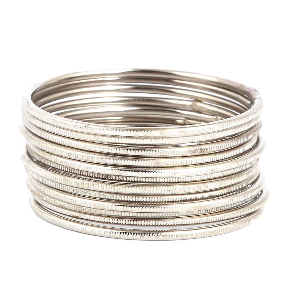 Girl's Bangles 12 Pcs - Silver - test-store-for-chase-value