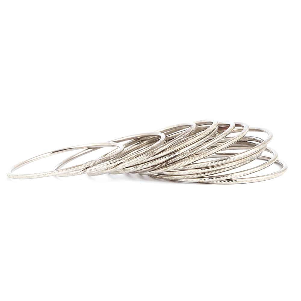 Girl's Bangles 12 Pcs - Silver - test-store-for-chase-value