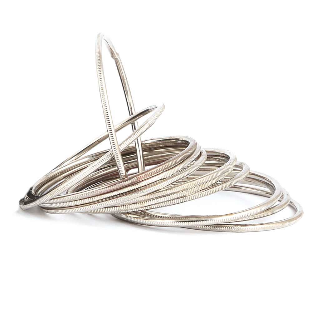 Girl's Bangles 12 Pcs - Silver - test-store-for-chase-value