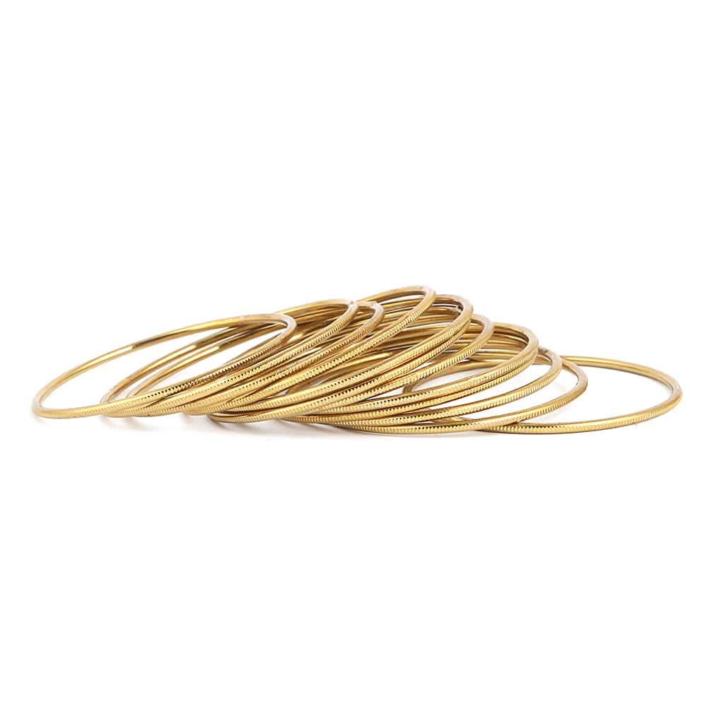 Girl's Bangles 12 Pcs - Golden - test-store-for-chase-value